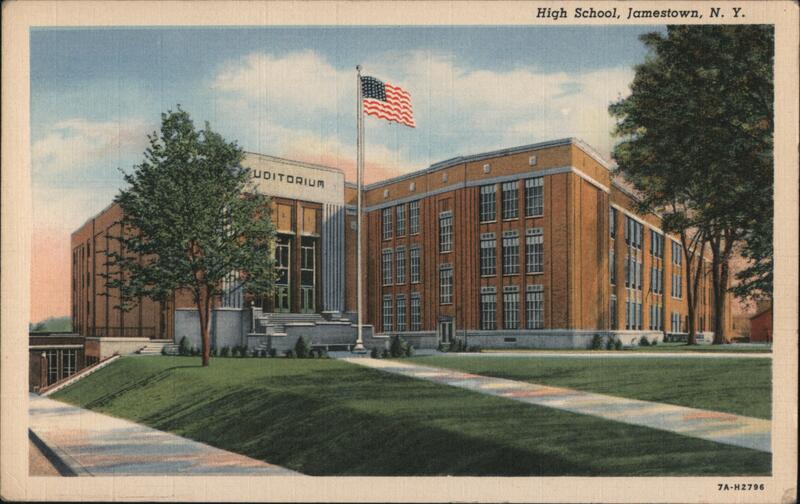 Jamestown High School Auditorium, Jamestown NY Linen Postcard New York