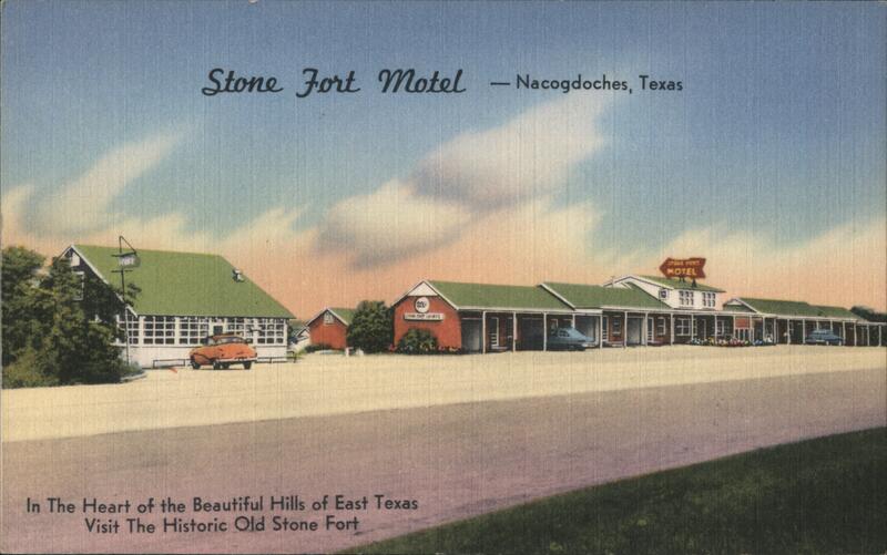 Stone Fort Motel, Nacogdoches, TX - Linen Postcard Texas