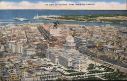 Air View of Havana, Cuba Showing Capitol Postcard