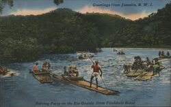 Rafting Party on the Rio Grande from Titchfield Hotel, Jamaica Postcard