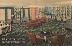 Hamilton Hotel Lobby, Chicago, Illinois Postcard