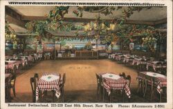 Restaurant Switzerland Interior, NYC Postcard