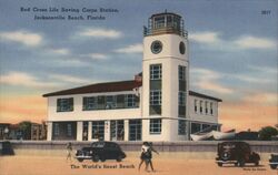 Red Cross Life Saving Corps Station, Jacksonville Beach, Florida Postcard