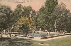Swimming Pool at Pine Knob Inn, Canadensis, PA Postcard