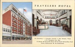 Travelers Hotel, San Antonio, TX - Lobby & Exterior Postcard