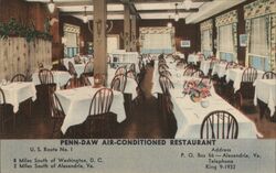Penn-Daw Air-Conditioned Restaurant Interior, Alexandria, VA Postcard
