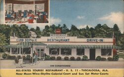 All-States Tourist Restaurant, U.S. 11, Tuscaloosa, AL Postcard