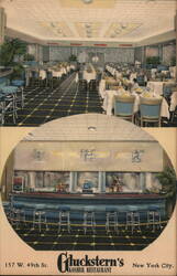 Gluckstern's Kosher Restaurant Interior 157 W 49th St Postcard