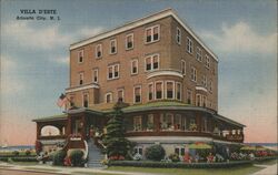 Villa D'Este, Chelsea Avenue & Beach, Atlantic City, NJ Postcard