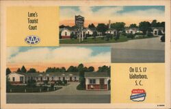 Lane's Tourist Court, Walterboro SC, US 17 Postcard