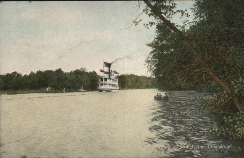 Steamer on Chautauqua Lake with Rowboat Boats, Ships