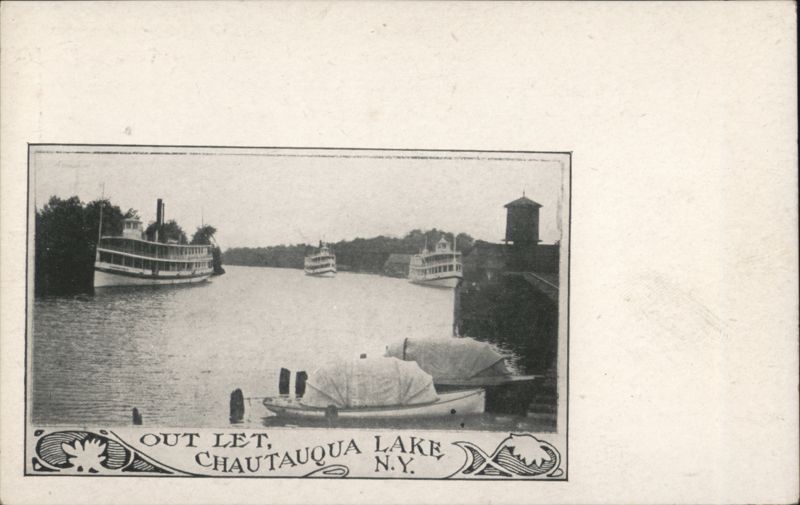 Steamboats at the Outlet, Chautauqua Lake, New York