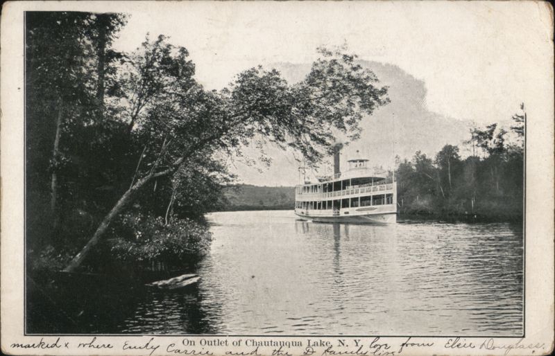 Steamer on Chautauqua Lake Outlet, New York Boats, Ships