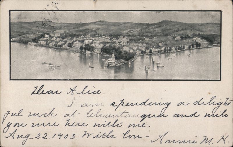 Panoramic View of Chautauqua Lake and Town, New York