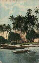 Coconut Island, Hilo, Hawaii with Outrigger Canoe Postcard