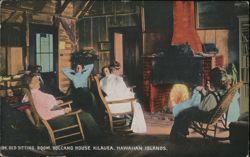 Volcano House Sitting Room, Kilauea, Hawaii Postcard