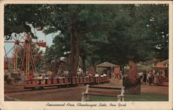 Midway Park Amusement Area, Chautauqua Lake, NY Postcard