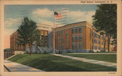 Jamestown High School Auditorium with American Flag Postcard
