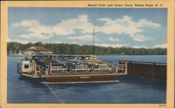 Bemus Point and Stowe Ferry, Cars on Ferry, Chautauqua Lake Postcard