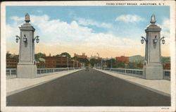 Third Street Bridge, Jamestown NY Postcard