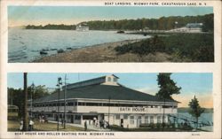 Boat Landing, Midway Park, Boat House and Roller Skating Rink Postcard