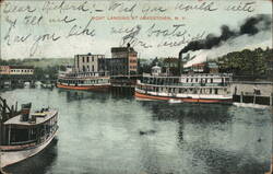 Jamestown, NY Boat Landing - Steamer Ferries Docked Postcard