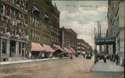 Third Street Scene with Trolley, Jamestown NY Postcard