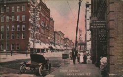 Third Street Scene, Jamestown NY, E.H. Goodenough Sewing Machines Postcard