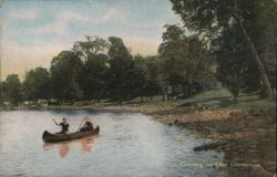 Canoeing Couple on Lake Chautauqua Postcard