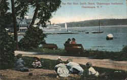 The Pier from South Shore, Chautauqua Institution, NY Postcard