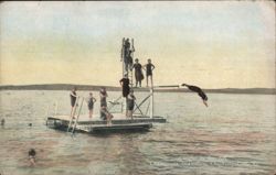 Caught in the Act: Swimmers at Chautauqua Institution, NY Postcard