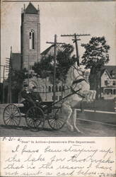 Jamestown Fire Department Horse-Drawn Fire Apparatus in Action Postcard
