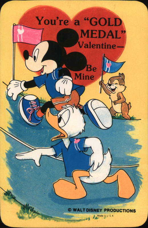 Disney Valentine Post Card Mickey Mouse, Donald Duck