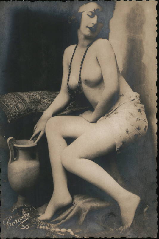 Topless Woman with Greek Vase Risque & Nude