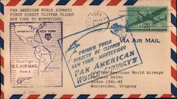 Pan American World Airways First District Clipper Flight New York to Montevido Postcard