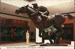 Life-Size Statue of Seabiscuit located in Tanforan Shopping Center Postcard