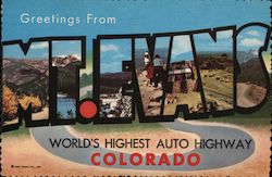 Greetings From Mt. Evans World's Highest Auto Highway Colorado Mount Evans, CO Postcard Postcard Postcard