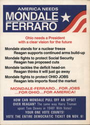 Mondale Ferraro Advertisement Political Postcard Postcard Postcard