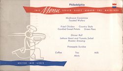 United Airlines Meno Philadelphia Airline Advertising Postcard Postcard Postcard