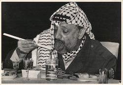 Yasser Arafat "Chopsticks" by Michael Theiler 1985 Photographic Art Postcard Postcard Postcard