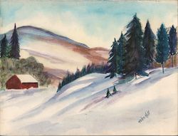 Snowy Mountain Painting Original Art