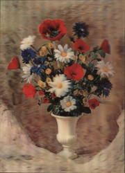 Vase with Poppies, Daisies, and Other Flowers Postcard