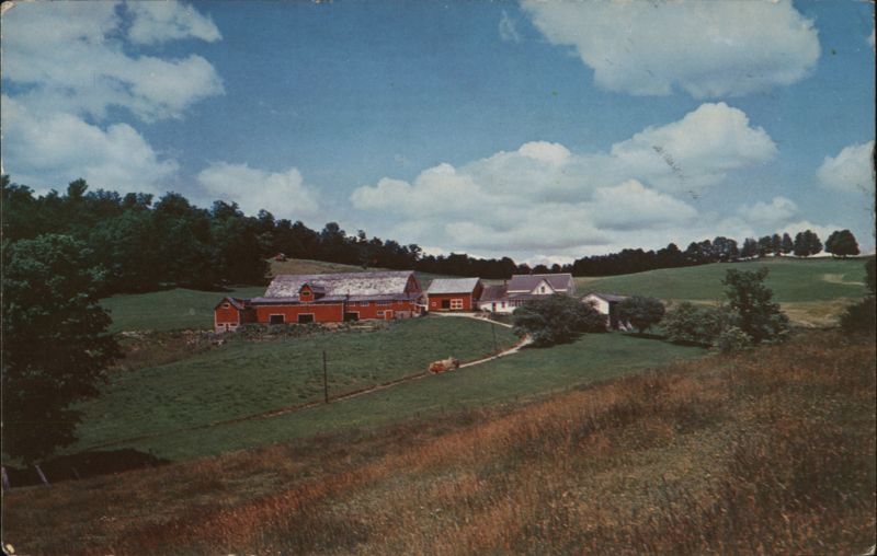 Red Farm Buildings in Rolling Green Hills, Athens NY Coxsackie New York