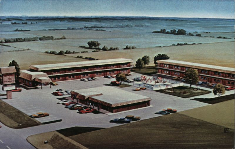 Red Coach Inn, El Dorado, KS - Aerial View with Pool and Restaurant Kansas