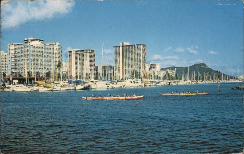 Waikiki Beach and Ala Wai Yacht Basin, Honolulu, Hawaii