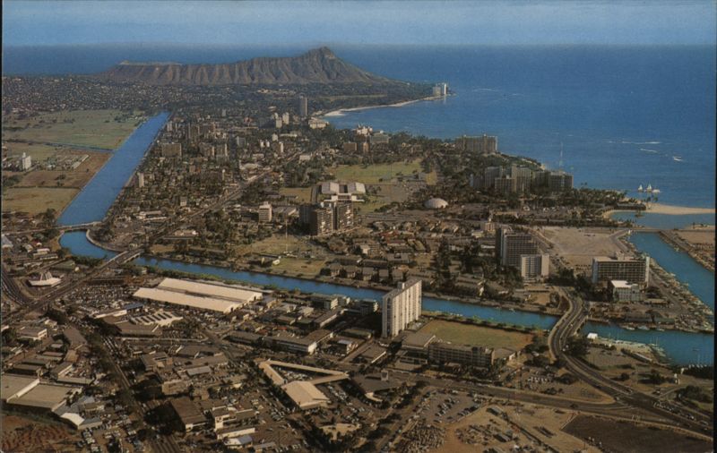 Aerial View of Waikiki and Diamond Head, Hawaii