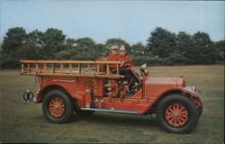 1915 American LaFrance Pumper Firetruck, East Hampton NY Postcard