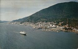 Aerial View of Ketchikan, Alaska with Ferry Postcard