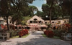 Sandy Lane Hotel Courtyard with Colorful Umbrellas, Barbados Postcard