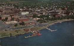 Aerial View of Bemidji, Minnesota, Waterfront & Amusement Park Postcard
